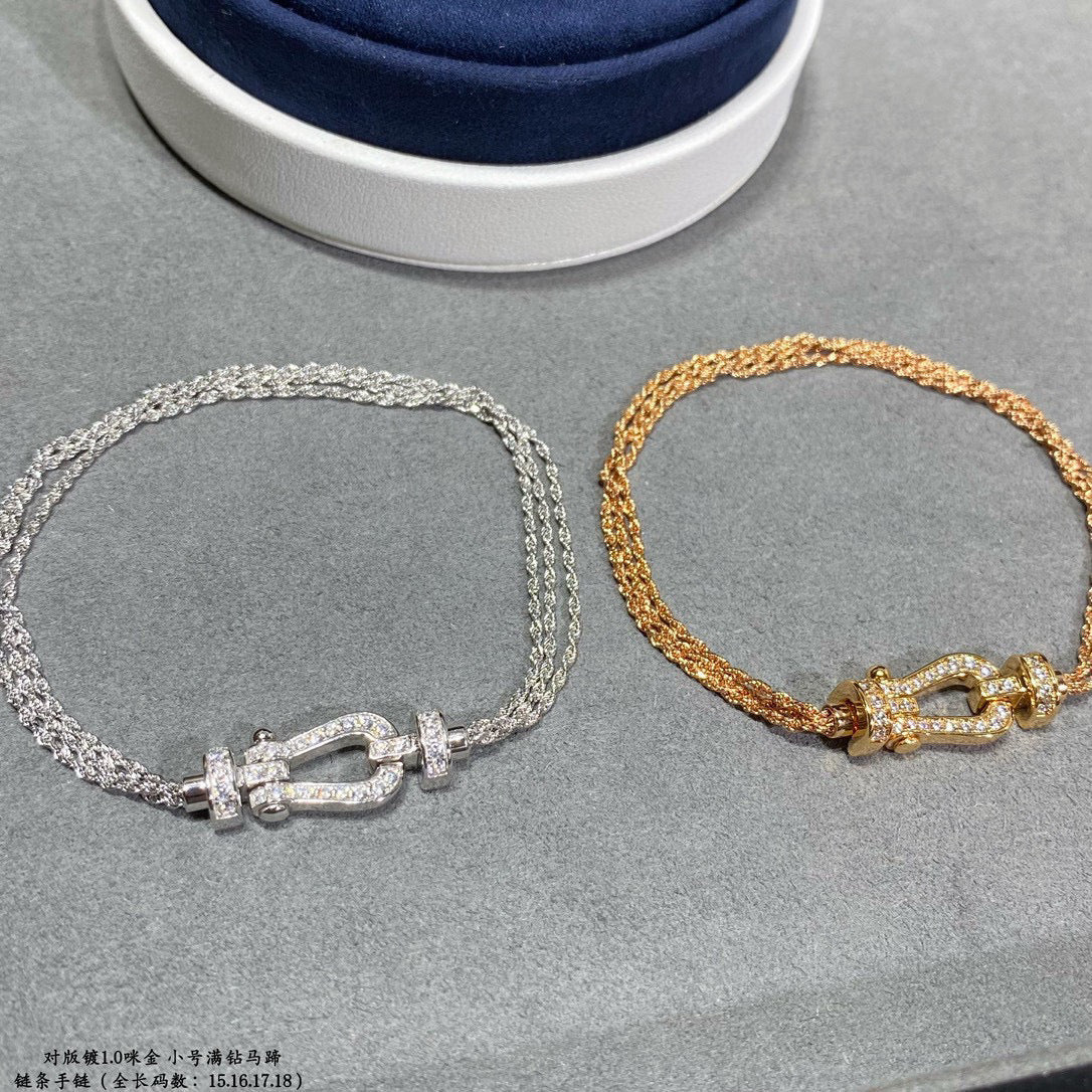 [Lumi Jewels]BRACELET CORDE CHAÎNE EN DIAMANT PETIT FER À CHEVAL FORCE