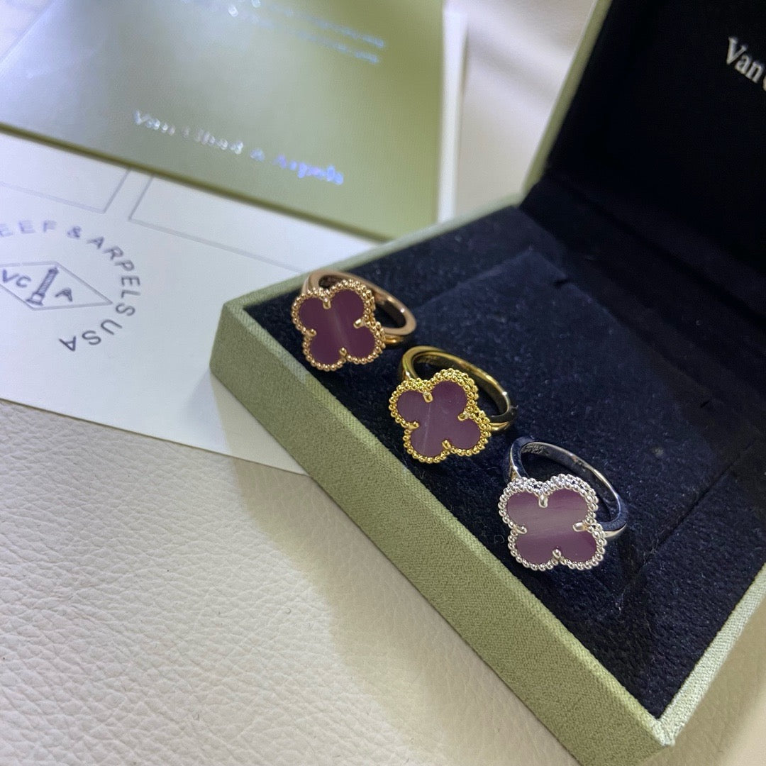 [Lumi Jewels]BAGUE TRÈFLE VIOLET POURPRE