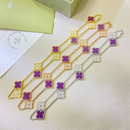 [Lumi Jewels]COLLIER TRÈFLE 10 MOTIFS DIAMANTS VIOLETS