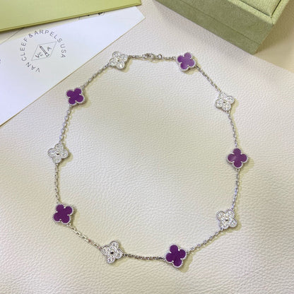 [Lumi Jewels]COLLIER TRÈFLE 10 MOTIFS DIAMANTS VIOLETS