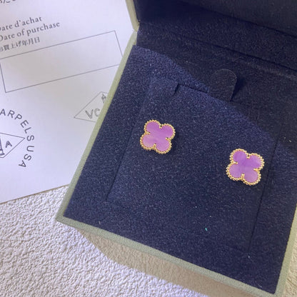 [Lumi Jewels]CLOVER MINI 9,5MM BOUCLES D'OREILLES VIOLET POURPRE