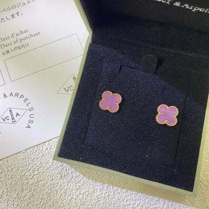 [Lumi Jewels]CLOVER MINI 9,5MM BOUCLES D'OREILLES VIOLET POURPRE