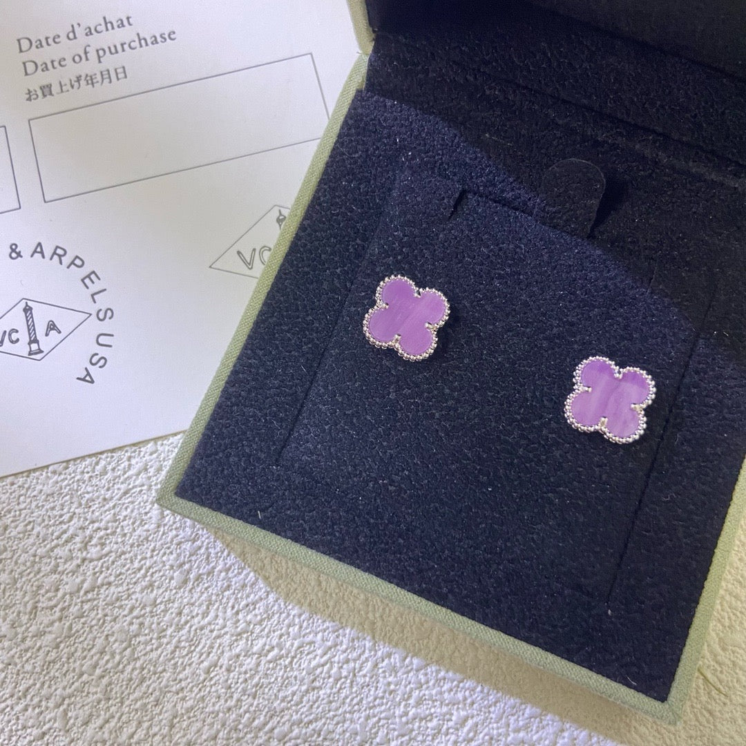 [Lumi Jewels]CLOVER MINI 9,5MM BOUCLES D'OREILLES VIOLET POURPRE