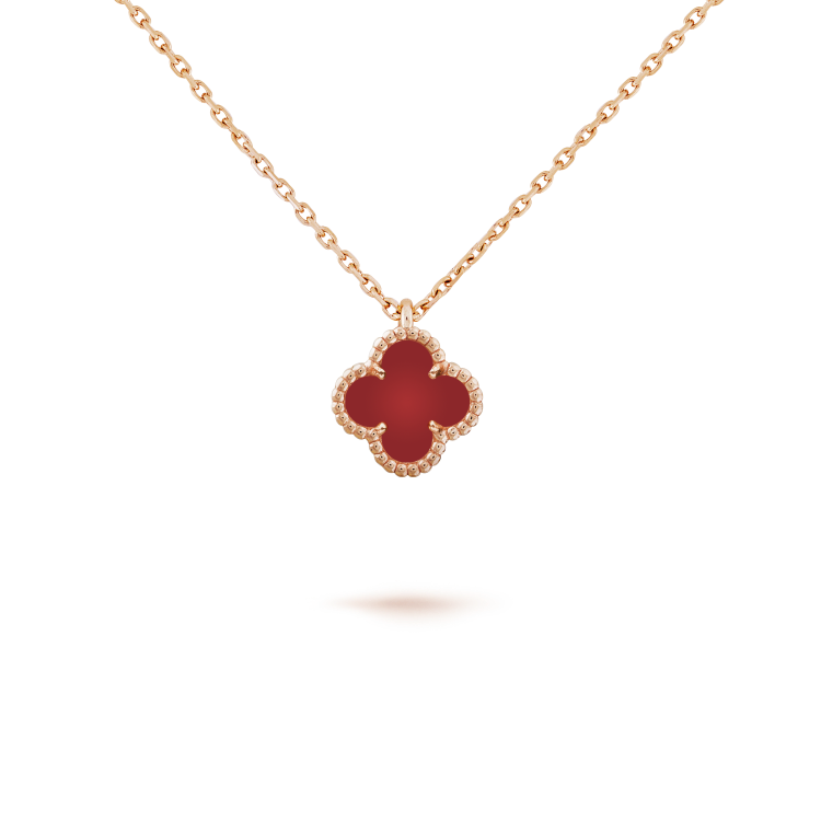 [Lumi Jewels]COLLIER TRÈFLE MINI 9,5 MM CORNALINE BLANCHE