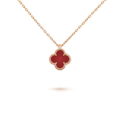 [Lumi Jewels]COLLIER TRÈFLE MINI 9,5 MM CORNALINE BLANCHE