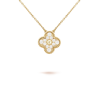 [Lumi Jewels] COLLIER FLEUR SOLITAIRE DIAMANT TRÈFLE 15 MM
