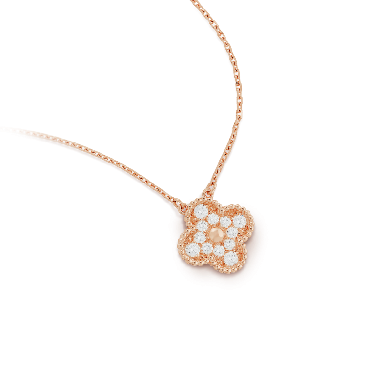 [Lumi Jewels] COLLIER FLEUR SOLITAIRE DIAMANT TRÈFLE 15 MM