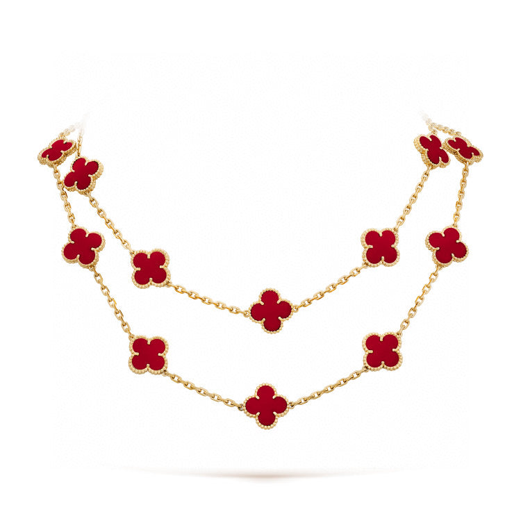 [Lumi Jewels]COLLIER TRÈFLE 20 MOTIFS CORNALINE