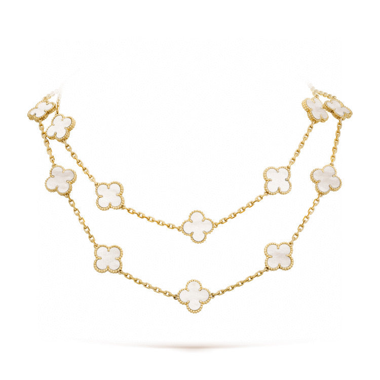 [Lumi Jewels]COLLIER TRÈFLE 20 MOTIFS NACRE BLANCHE