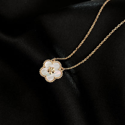 [Lumi Jewels]COLLIER FLEUR DE PRUNIER EN NACRE BLANCHE LUCKY