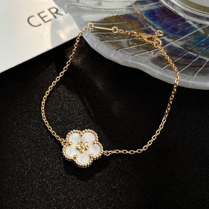 [Lumi Jewels]BRACELET BLANC MOP FLEUR DE PRUNIER PORTE-BONHEUR