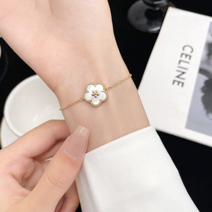 [Lumi Jewels]BRACELET BLANC MOP FLEUR DE PRUNIER PORTE-BONHEUR