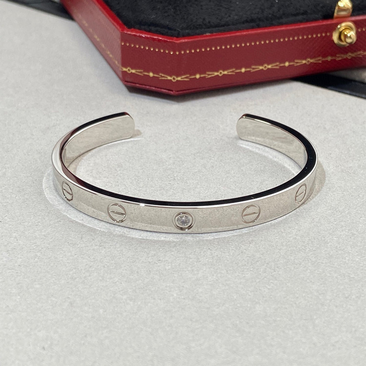 [Lumi Jewelry]LOVE BRACELET 6.1MM 1 DIAMOND OPEN CUFF