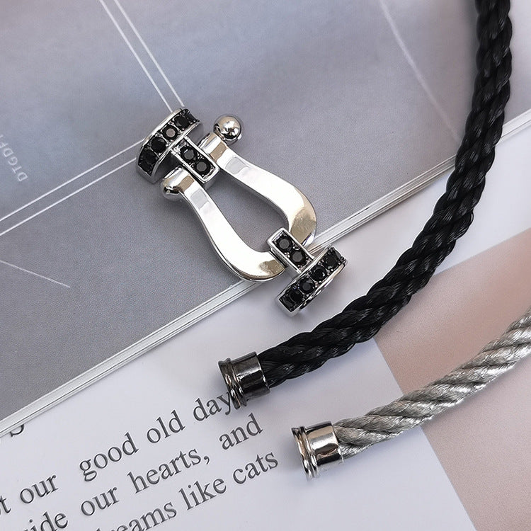 [Lumi Jewels]FORCE LARGE HORSESHOE BLACK DIAMOND BRACELET SILVER