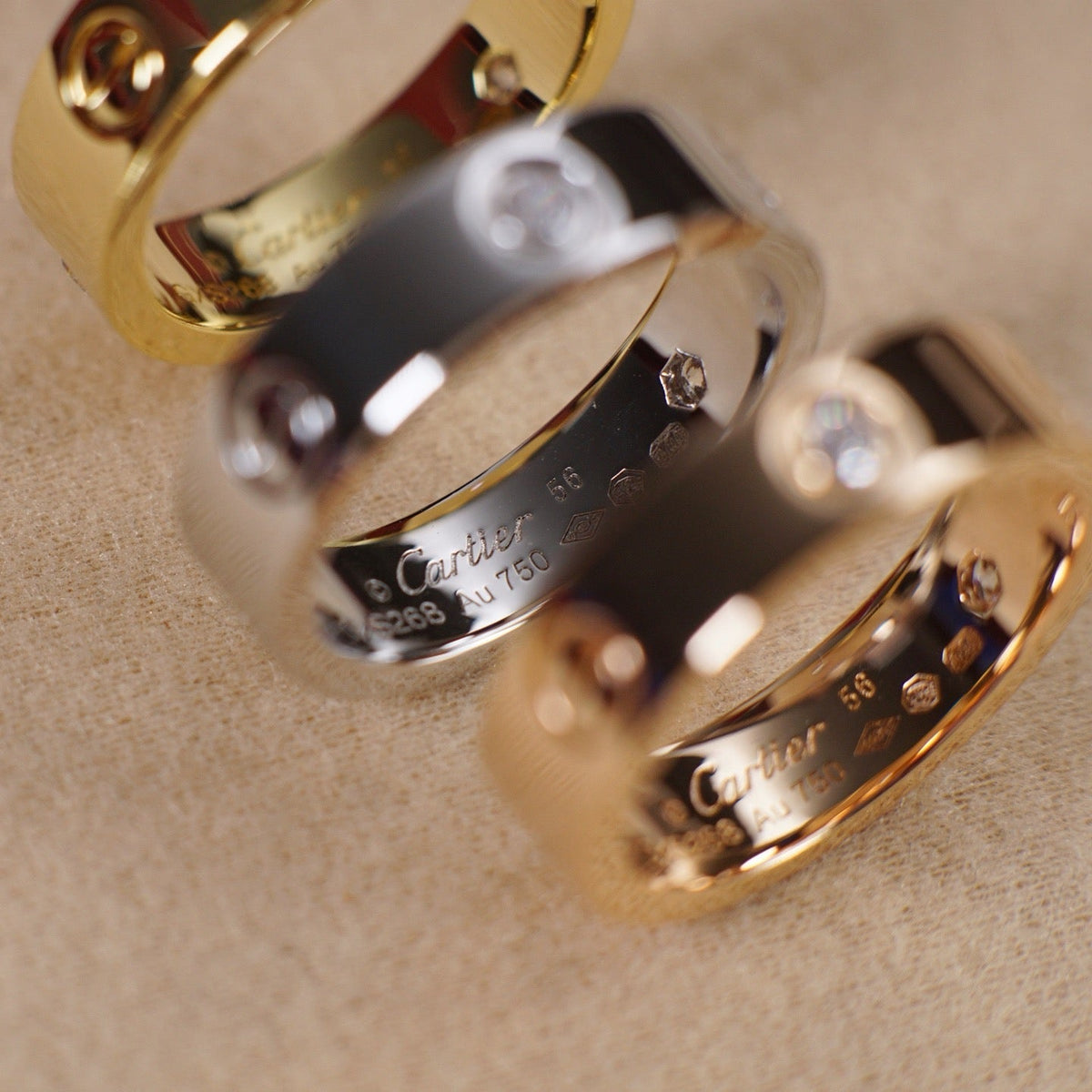[Lumi Jewelry]LOVE 5.5MM 3 DIAMOND RING