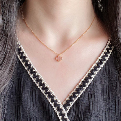 [Lumi Jewels]COLLIER FLEUR SIMPLE TRÈFLE NACRE ROSE 15MM