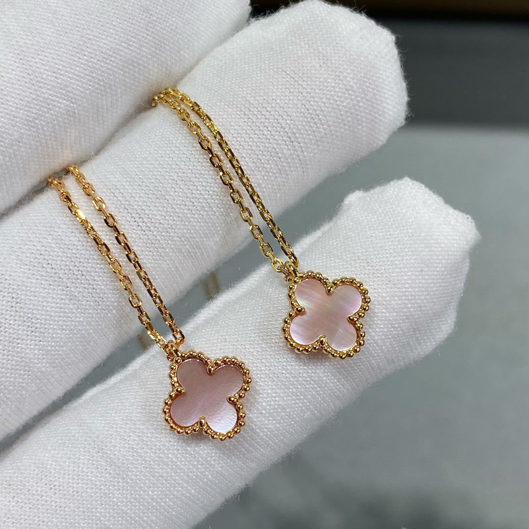 [Lumi Jewels]COLLIER FLEUR SIMPLE TRÈFLE NACRE ROSE 15MM