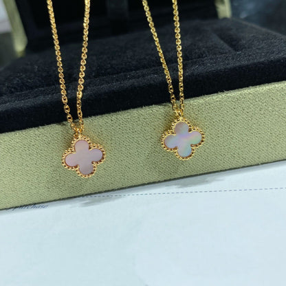[Lumi Jewels]COLLIER FLEUR SIMPLE TRÈFLE NACRE ROSE 15MM