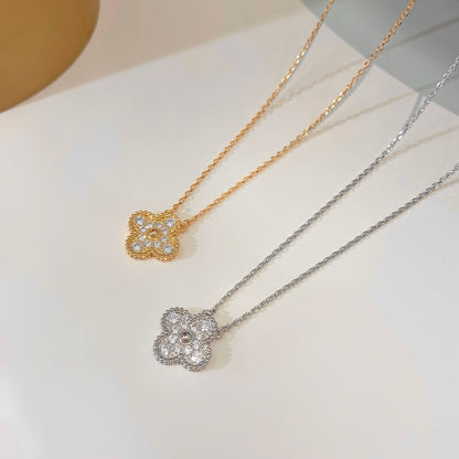 [Lumi Jewels] COLLIER FLEUR SOLITAIRE DIAMANT TRÈFLE 15 MM