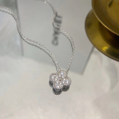 [Lumi Jewels] COLLIER FLEUR SOLITAIRE DIAMANT TRÈFLE 15 MM