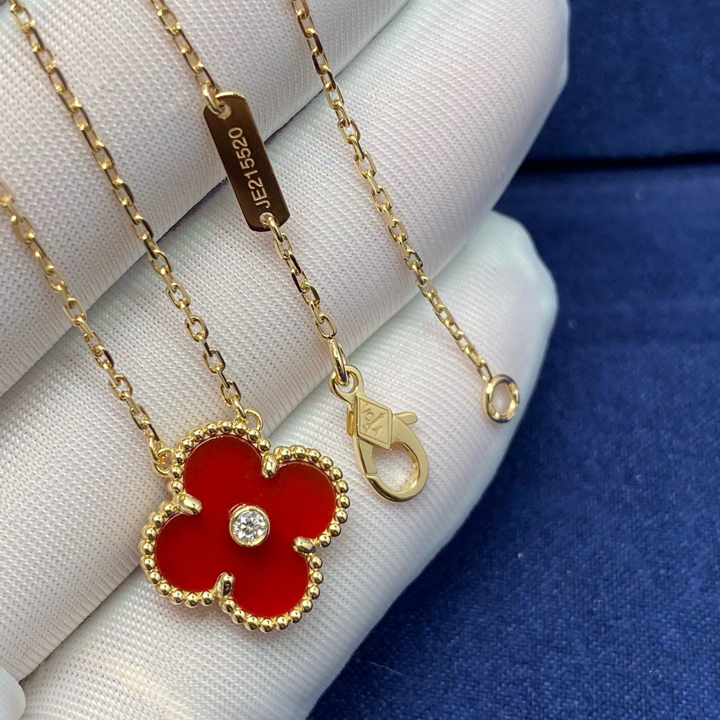 [Lumi Jewels]COLLIER TRÈFLE 15 MM DIAMANT CORNALINE