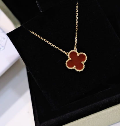 [Lumi Jewels]COLLIER FLEUR UNIQUE 15MM CORNALINE TRÈFLE