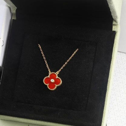 [Lumi Jewels]COLLIER TRÈFLE 15 MM DIAMANT CORNALINE