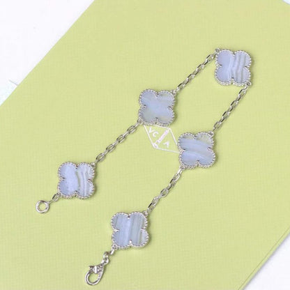 [Lumi Jewels]CLOVER  5 MOTIF PURPLE CHALCEDONY BRACELET SILVER