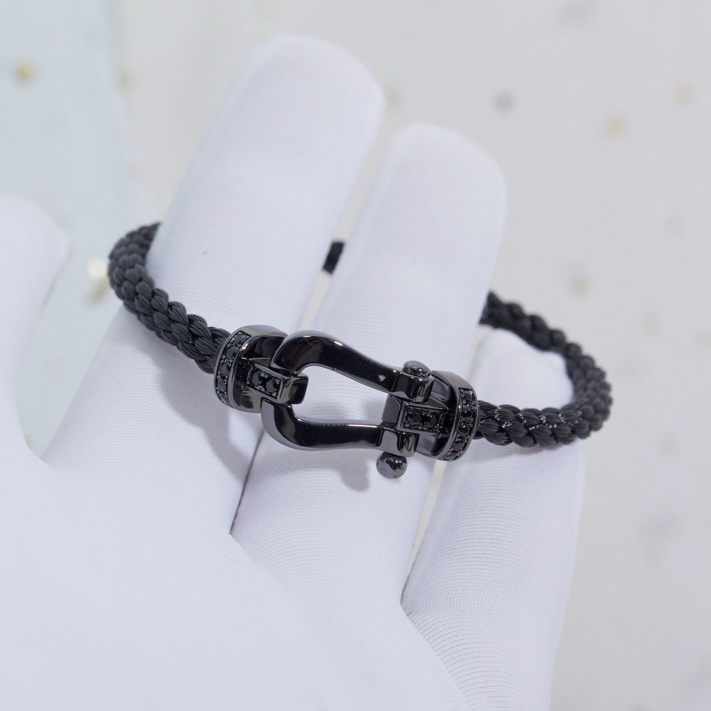 [Lumi Jewels]BRACELET SAMURAI NOIR EN FER À CHEVAL GRANDE SÉRIE FORCE
