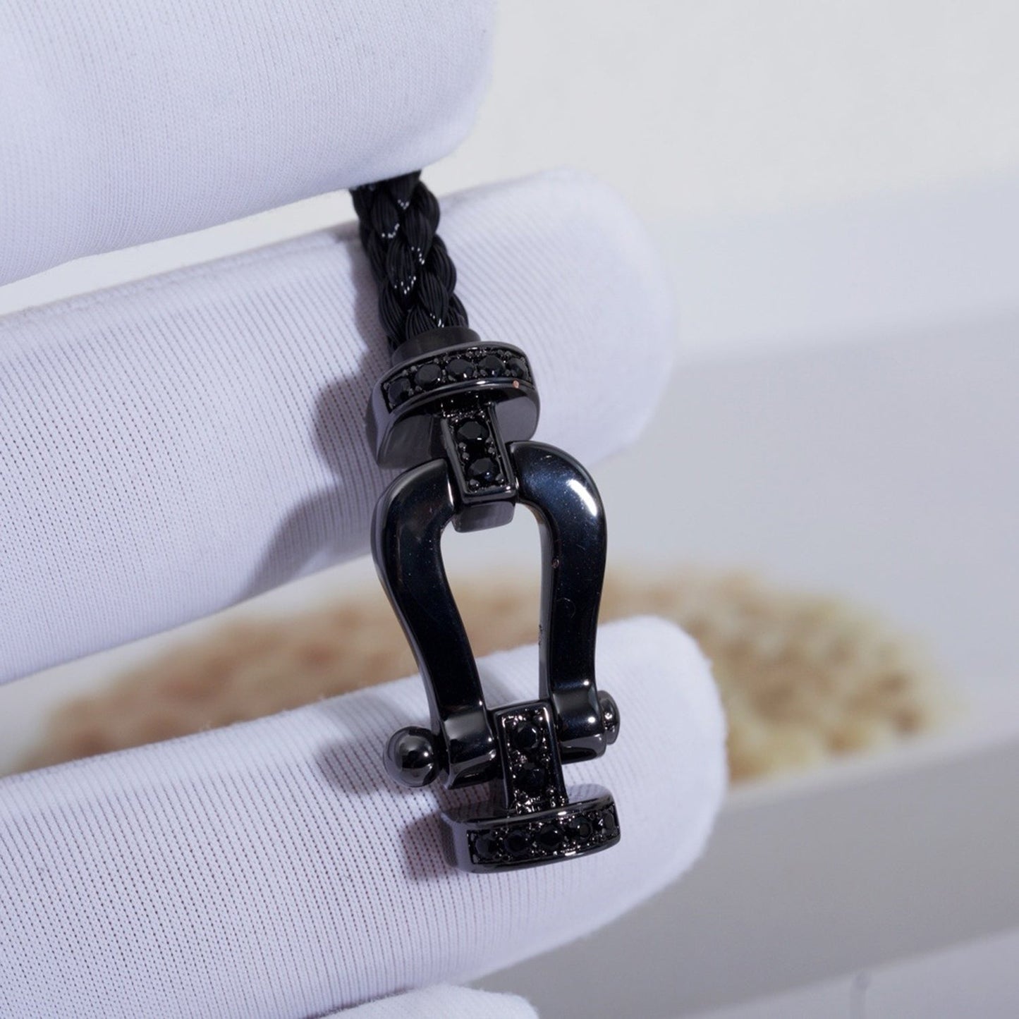 [Lumi Jewels]BRACELET SAMURAI NOIR EN FER À CHEVAL GRANDE SÉRIE FORCE