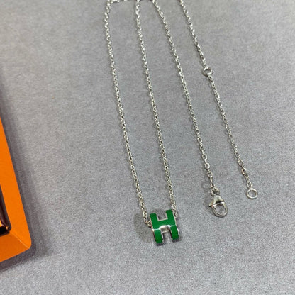 [Lumi Jewels]COLLIER POP H VERT ARGENT ET OR
