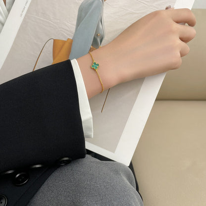 [Lumi Jewels]BRACELET CLOVER MALACHITE 1 MOTIF