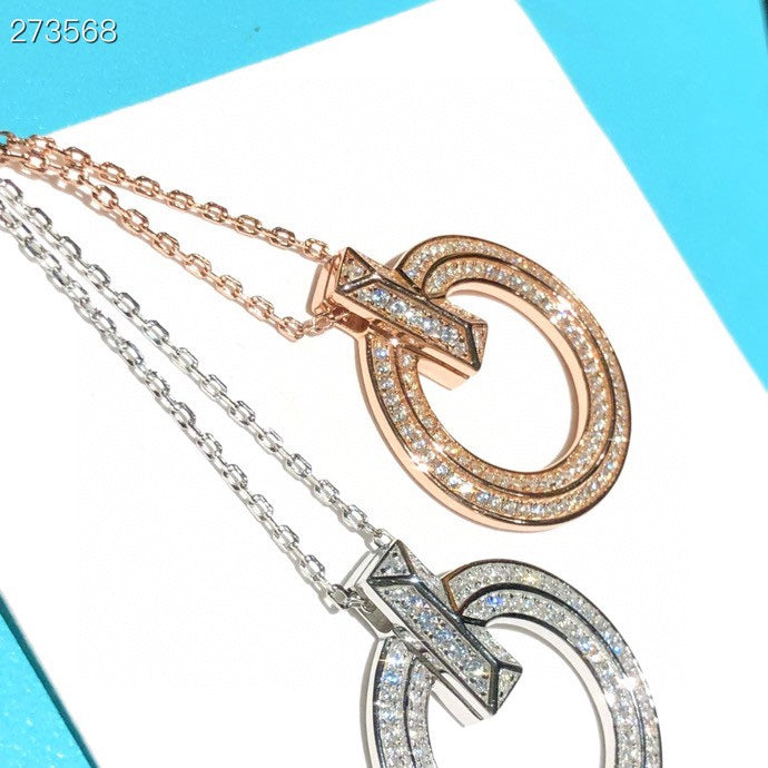 [Lumi Jewelry]T1 CIRCLE DIAMOND PAVED MEDIUM NECKLACE
