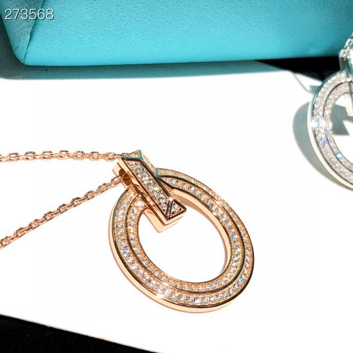 [Lumi Jewelry]T1 CIRCLE DIAMOND PAVED MEDIUM NECKLACE