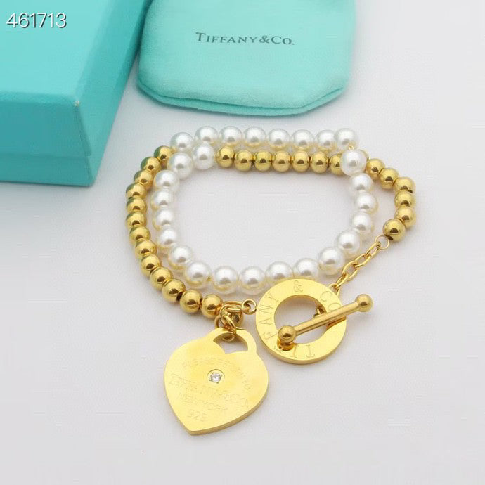 [Lumi Jewelry]RETURN TO TIF HEART TAF BEAD PEARL BRACELET