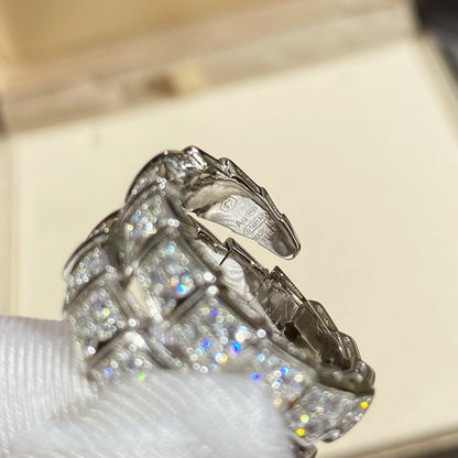 [Lumi Jewels]SERPENTI DOUBLE RING SILVER DIAMOND PAVED