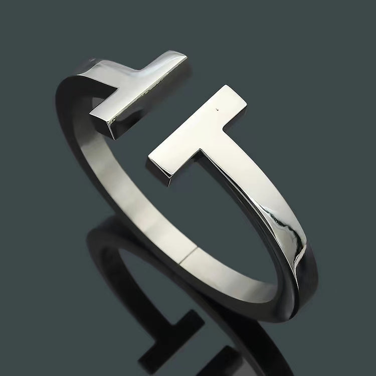 [Lumi Jewelry]T SQUARE OPEN BRACELET