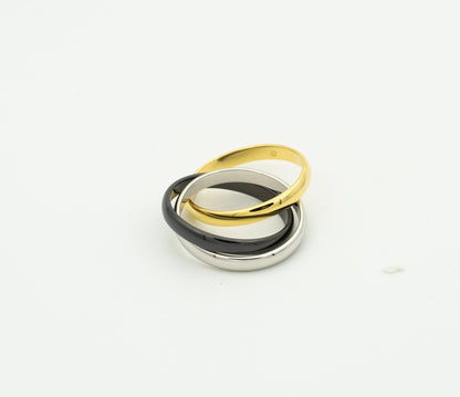 [Lumi Jewels]BAGUE TRINITÉ NOIR OR ARGENT