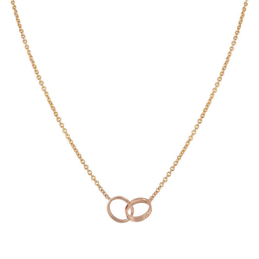 [Lumi Jewels]LOVE NECKLACE DOUBLE RING PINK GOLD