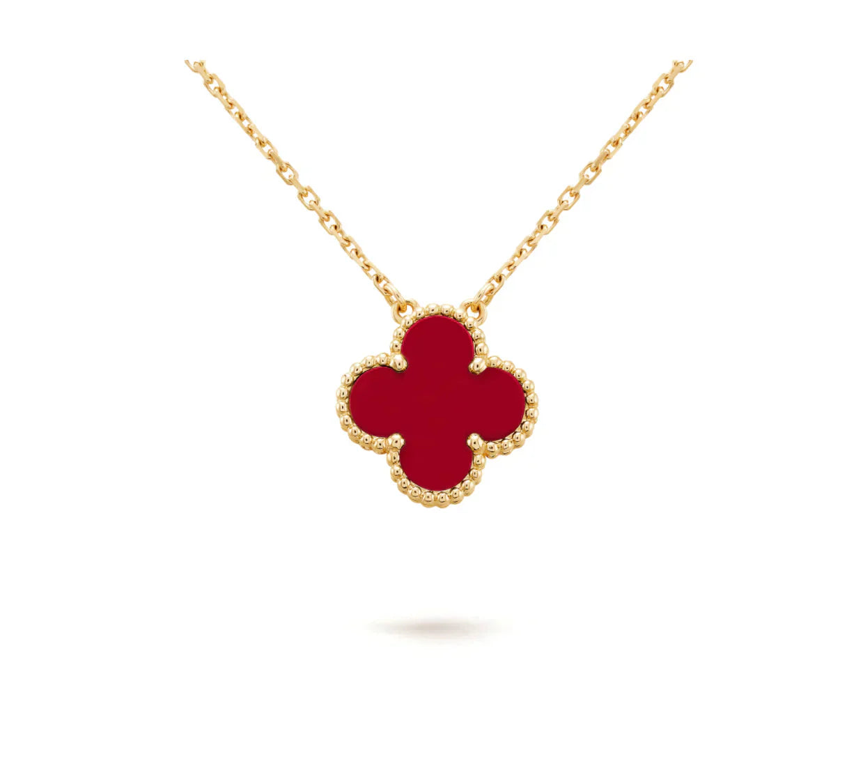 [Lumi Jewels]COLLIER FLEUR UNIQUE 15MM CORNALINE TRÈFLE