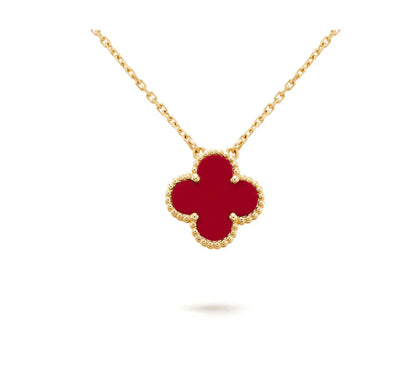 [Lumi Jewels]COLLIER FLEUR UNIQUE 15MM CORNALINE TRÈFLE