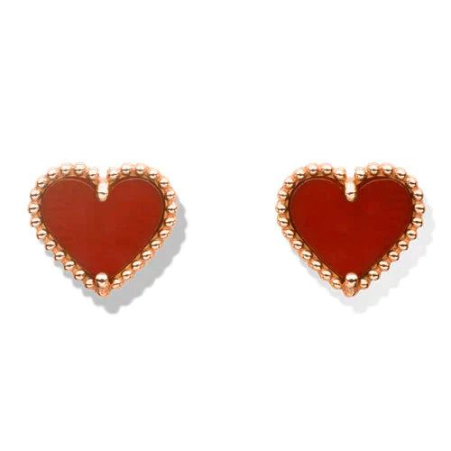 [Lumi Jewels]BOUCLES D'OREILLES PENDANTES CŒUR CORNALINE