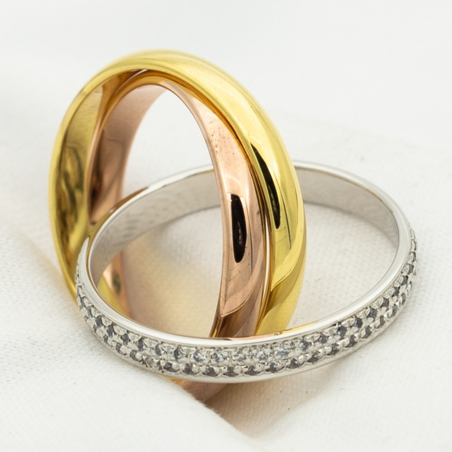 [Lumi Jewels]BAGUE TRINITÉ OR OR ROSE ARGENT DIAMANTS