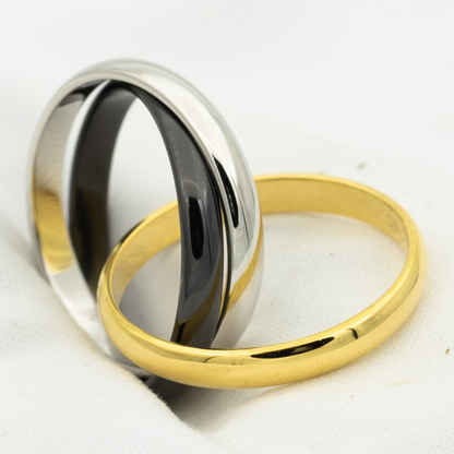 [Lumi Jewels]BAGUE TRINITÉ NOIR OR ARGENT