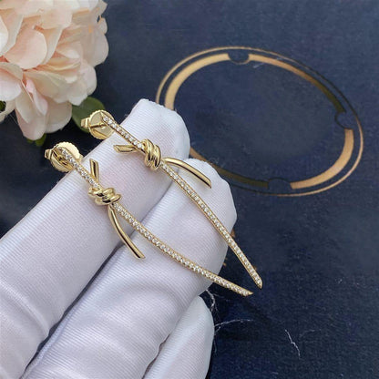[Lumi Jewelry]KNOT DROP EARRINGS IN YELLOW GOLD WITH DIAMONDS