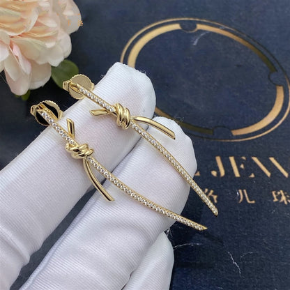 [Lumi Jewelry]KNOT DROP EARRINGS IN YELLOW GOLD WITH DIAMONDS