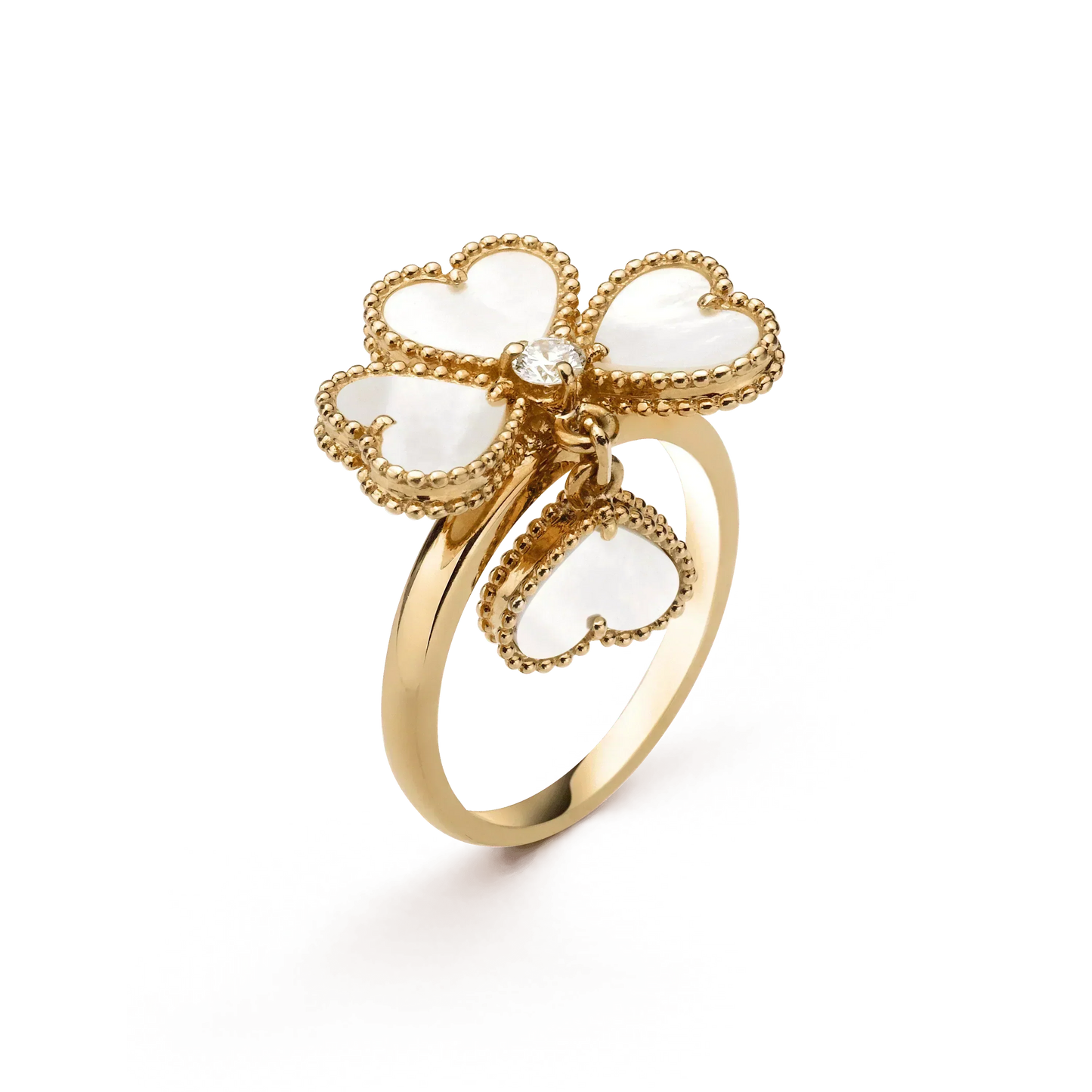 [Lumi Jewels]BAGUE TRÈFLE BLANC EN NACRE DOUCE