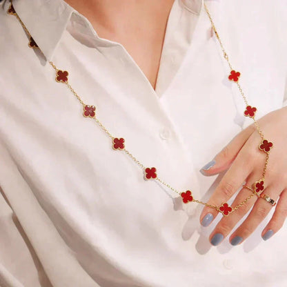 [Lumi Jewels]COLLIER TRÈFLE 20 MOTIFS CORNALINE