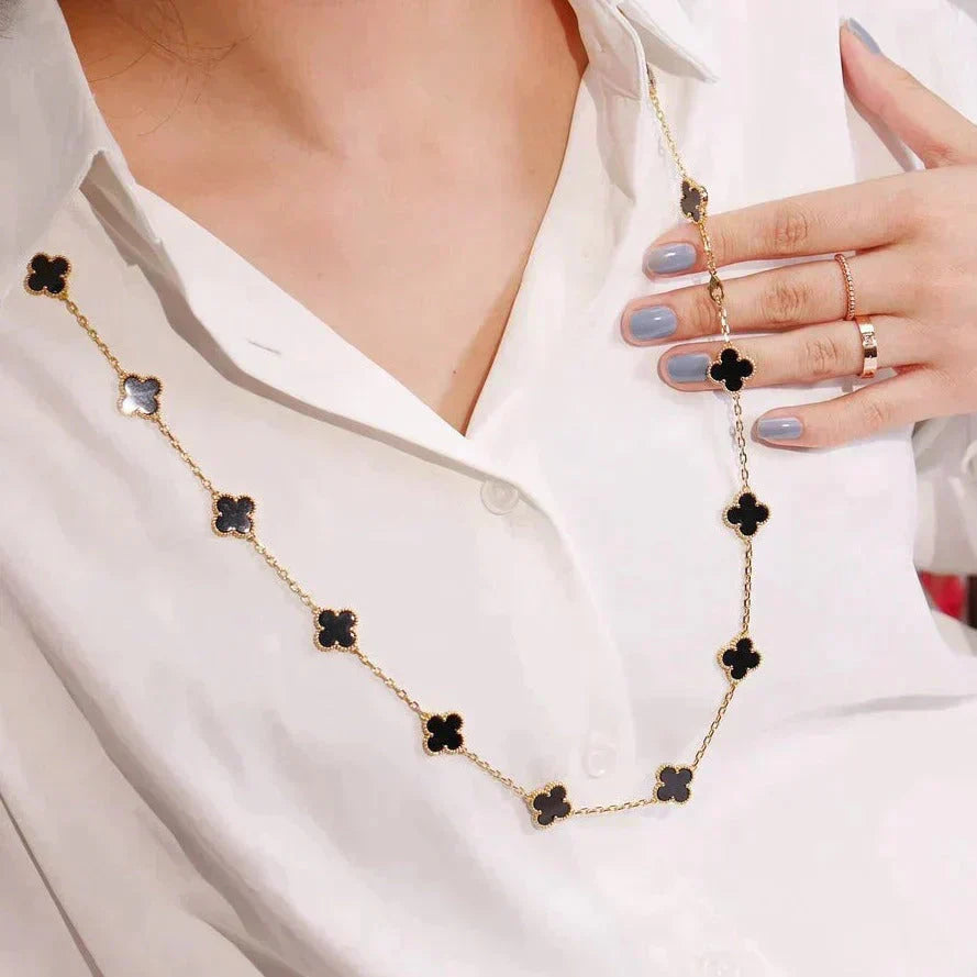 [Lumi Jewels]COLLIER TRÈFLE 20 MOTIFS ONYX