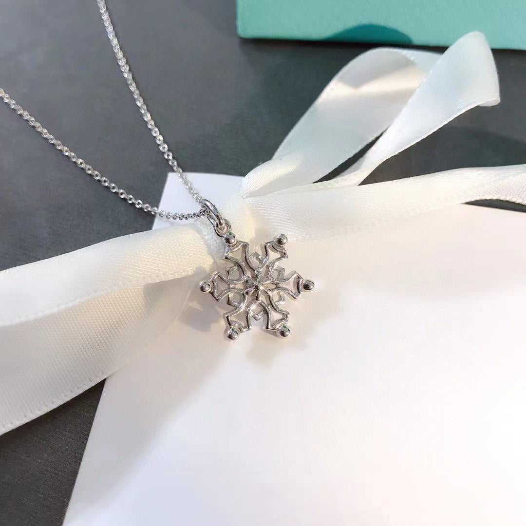 [Lumi Jewelry]STERLING SILVER SNOWFLAKE PENDANT NECKLACE